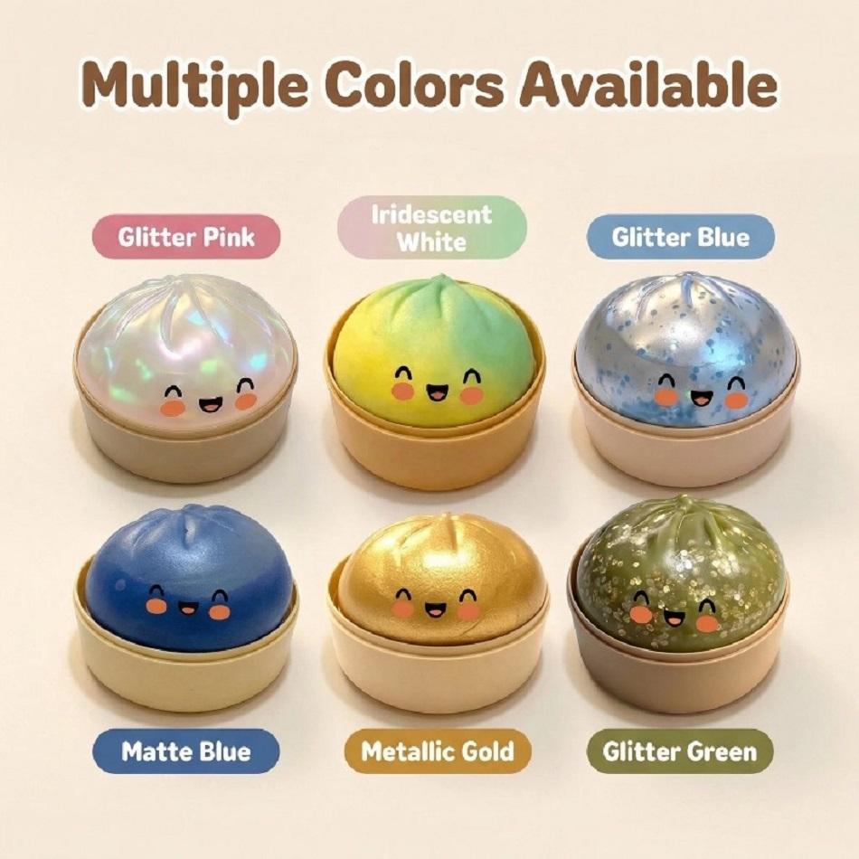 Colorful Realistic Dumpling Squeeze Toys With Bamboo Steamer Soft Tpr Dough Ball Decompression Fidget Toys Funny Creative Gifts