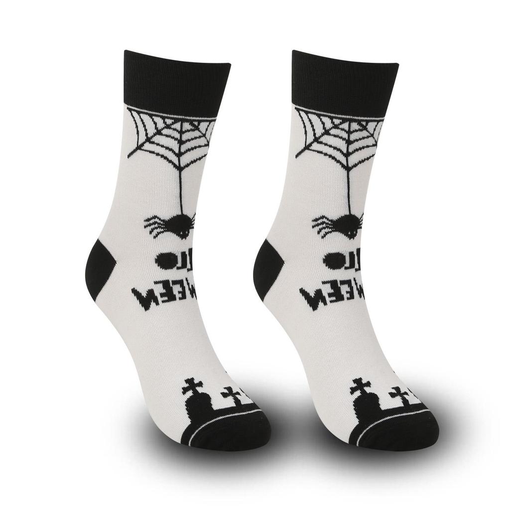 Plus Size Halloween Pumpkin Witch Funny Casual Mid-Calf Socks for Men & Women