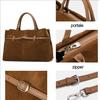 Borsa a Mano AIDRANI Originale in Pelle a Due Strati per Donna – Borsa Tote Classica in Pelle Scamosciata Marrone con Manico Superiore, Borsa alla Moda Elegante e Resistente