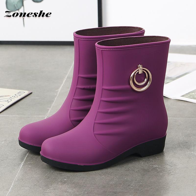 Wasserdichte Regenstiefel für Damen, Regenstiefel, koreanische wasserdichte Schuhe, Damenstiefel mit mittlerer Wade
