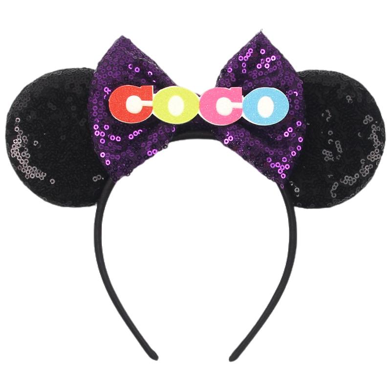Halloween Mouse Ears Headband Sequins Bow Hairband For Women Featival Party DIY Hair Accessories Boutique