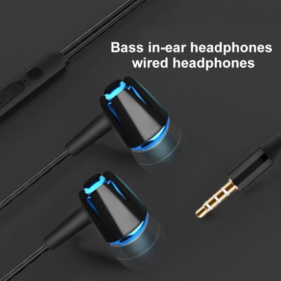 Universal Normal/Luminous Wire Heavy Bass In-ear 3.5mm Earphones with Microphone