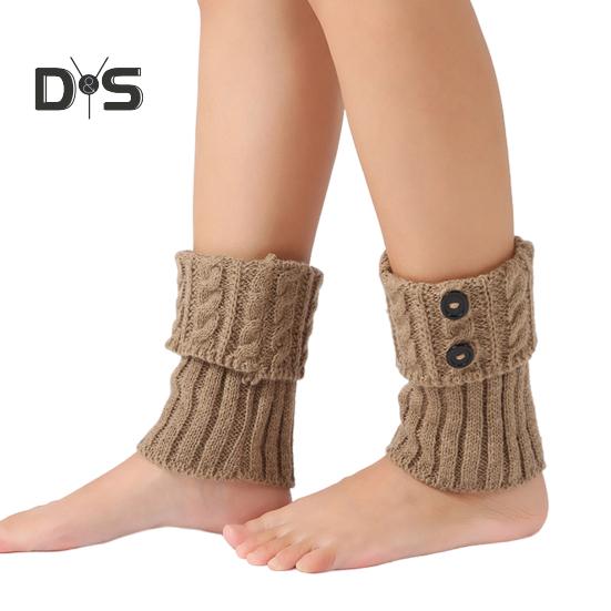 

1 пара зимних чехлов на лодыжку, трикотажные, нескользящие, однотонные, с декором из пуговиц, эластичные, скрученные, с текстурой JK, для косплея, для выступлений, для повседневной носки, для спорта и прогулок хаки