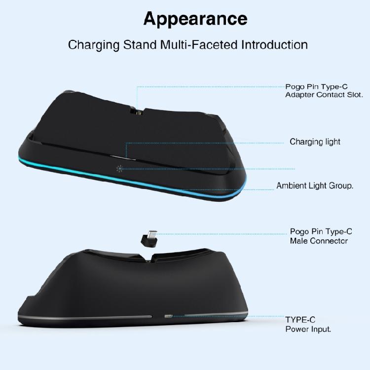 Charging Base for Console Game Console Charging Dock Charger Stand with Adjustable Light Fast Charging Holder