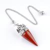 1pc Healing Crystal Pendulum Pendants Lucky Natural Stone Pendulum Pendant With Silvery Ball Chain Hypnosis For Jewelry Gifts