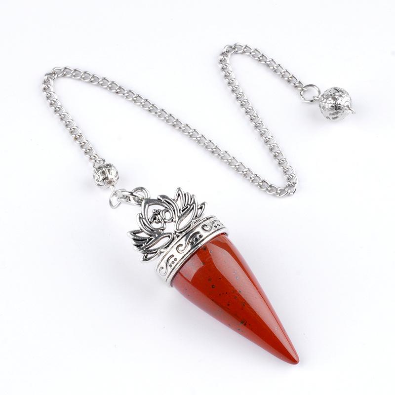 1pc Healing Crystal Pendulum Pendants Lucky Natural Stone Pendulum Pendant With Silvery Ball Chain Hypnosis For Jewelry Gifts