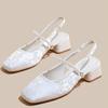 Fashion Shoes for Women 2025 New High Quality Women's High Heels Square Toe Print Med Heel Dress Pumps Elegant Slingbacks Sandals