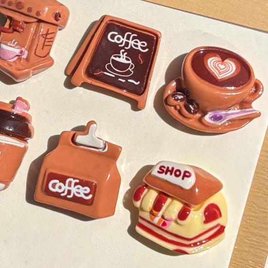 6Pcs Coffee Theme Refrigerator Magnet Resin Decorative Fridge Magnet Memo Notes Photo Holder for Home Kitchen