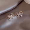 925 Sterling Silver Bow Ear Studs for Women - Trendy 2024 Ice Flower Earrings, Personalized Fashion Statement