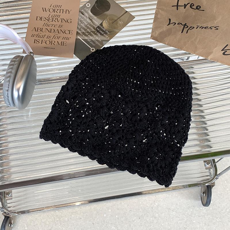 Japanese Solid Color Knitted Hollow Fisherman'S Hat Children Spring And Summer Breathable Sunshade Sunscreen Hat Basin Hat