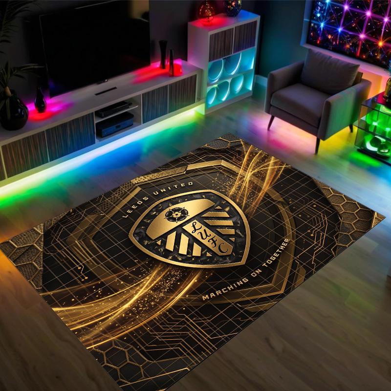Leeds United Voetbal Ontwerp Kristal Fluweel Tapijt Gezellig Niet?Antislip Bedrukt Tapijt Voor Slaapkamer Woonkamer Entree