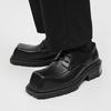 2024 Men Korea Leather Platform Black Oxfords Slip On Thick Soled Shoes Male Lace Up Casual Mens Square Toe Formal Dress Shoes