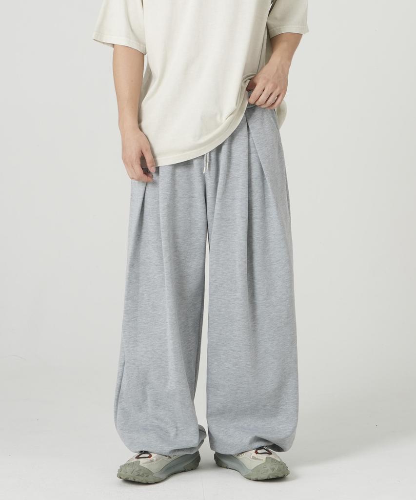 ROCKED GARAGE Unisex Peira Two-Way Double Pintuck Balloon Wide Training Pants All Seasons_Gray