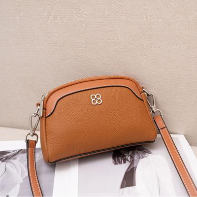 Cowhide Niche Versatile Women's Bag Shoulder Messenger Bag Simple and Fashionable Women's Bag Zipper Small Shell