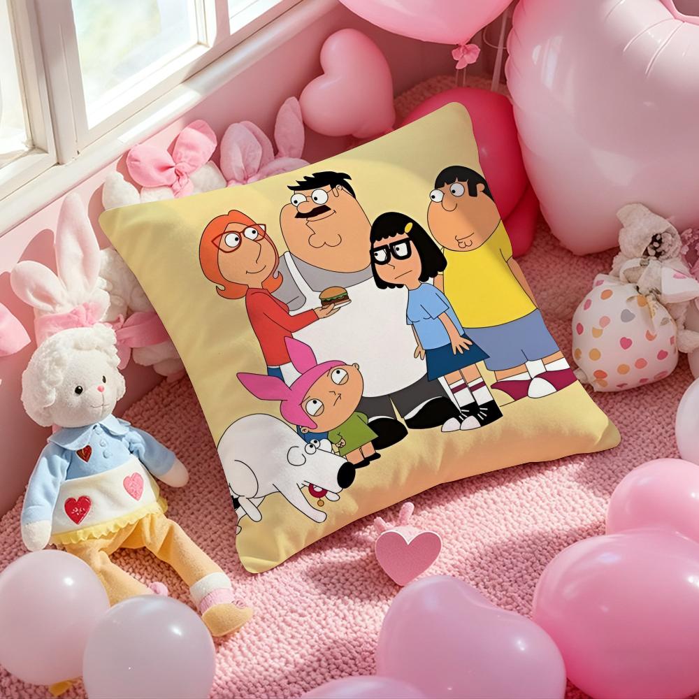 Bobs Burgers Anime Cushion Cover Pattern Printed Pillowcase For Living Room Sofa Cushion Cover & Bedroom Decor