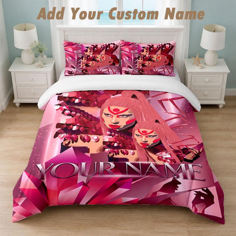 Bedding Set 1 Duvet Cover 2 Pillowcases Lady Gaga Print Soft Bed Linen Bedroom Decor