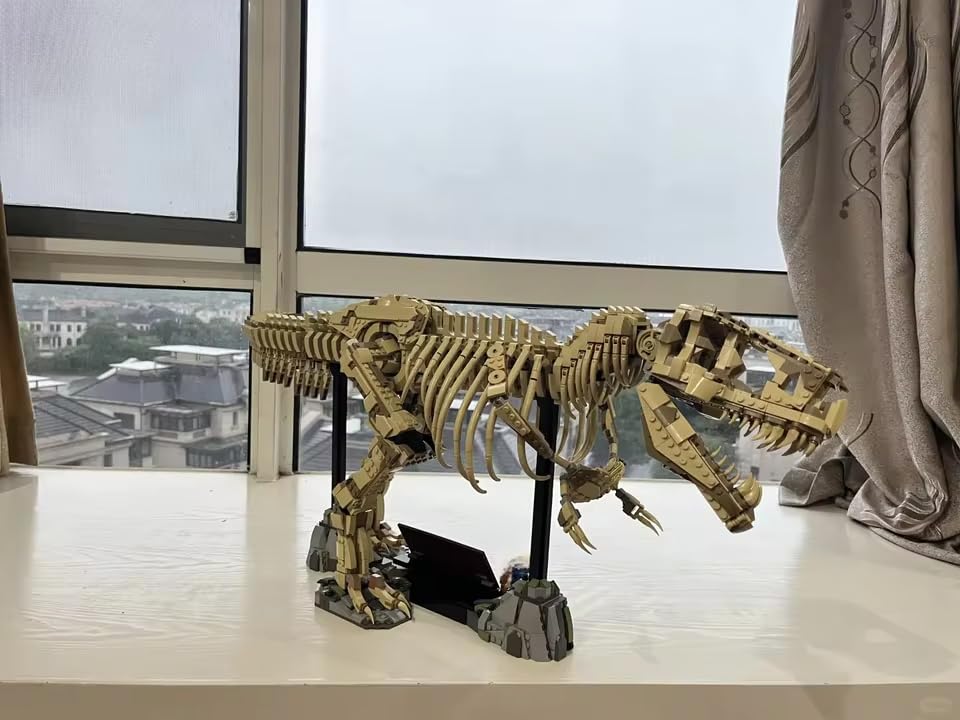 Zmart MOC Tyrannosaurus Rex Fossil Skeleton Model, Dinosaur Model, Skeleton Replica, Tyrannosaurus Dinosaur Figure Display, Fossil Interior Object,
