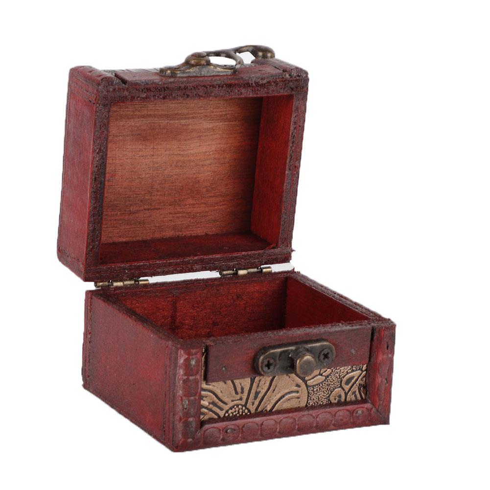 Mini Vintage Handcraft Wooden Jewelry Box Container Ring Earring Storage Holder (Water lily)