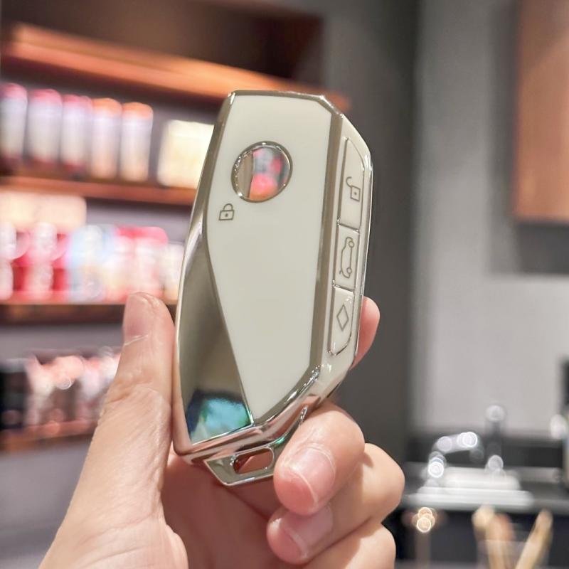 

Чехол для ключа-брелока для BMW I7 M Sport 2023 X7 i7 xi X1 IX M5 7 серии 735Li 740 4-кнопочный держатель смарт-ключа-брелока Prot белый