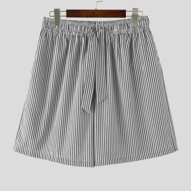 

INCERUN Mens Elastic Waist Striped Print Casual Loose Shorts Mini Pants S чорний