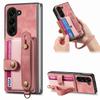 PU Leather Phone Case for Samsung Galaxy Z Fold 7 6 5 4 3 Zfold7 Zfold6 Card Storage Wallet Protective Cover with Lanyard XL003