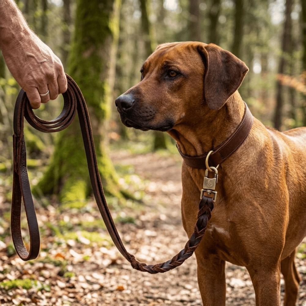 Wide Strap Large Breed Dog Leash Genuine Cowhide Golden Retriever Walking Rope Pet Daily Exercise