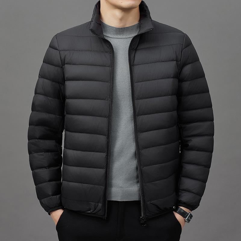 2024 Men's Lightweight Fashion Down Jacket - Short Stand Collar, White Duck Down, Warm Winter Coat