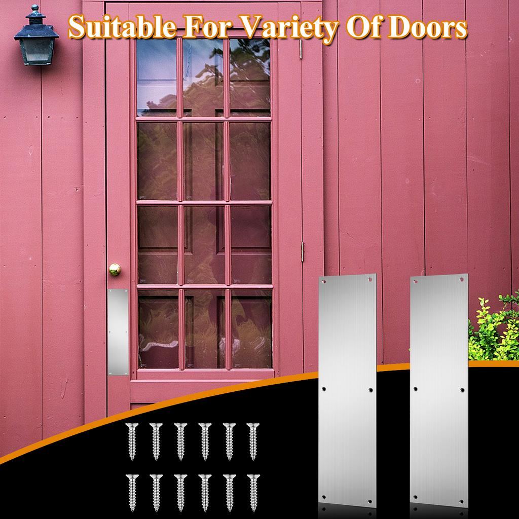 2 Pcs Push Door Plate 16X4 Stainless Steel Door Push Plate Door Kick Plate,Brushed Doorplate Door Proection Metal Plate