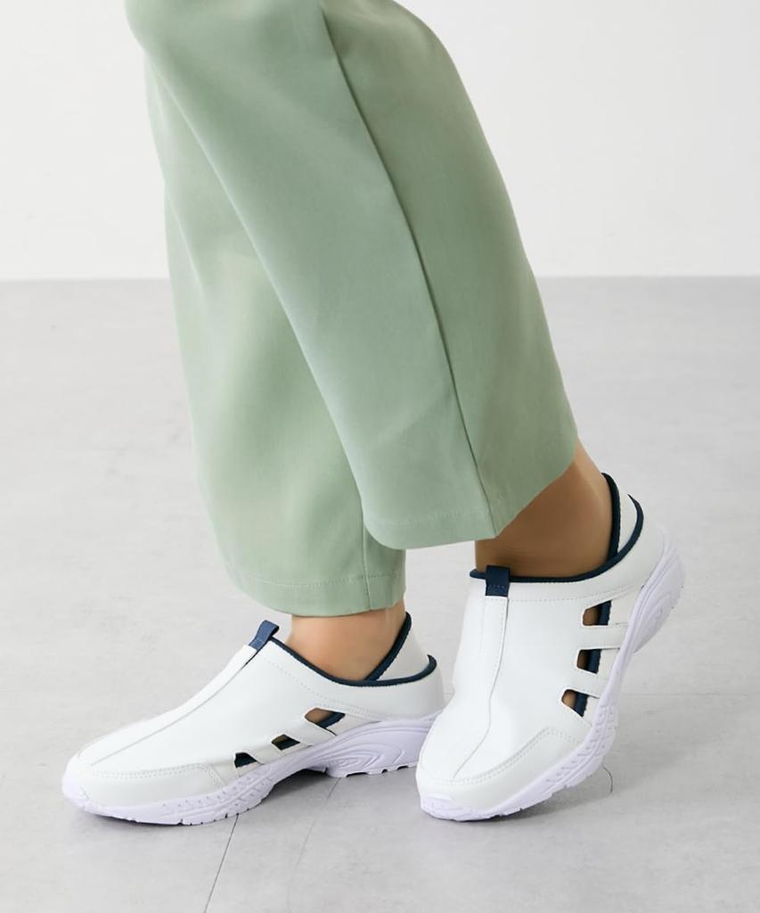 Nissen Women's Nurse Laine Original Work Shoes with Side Vents, 2-Way Nurse Shoes, Navy, Size 22.5