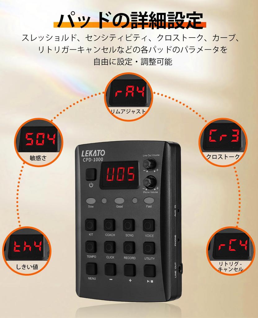 LEKATO Electronic Drum Quiet For Electronic Over 220 USB MIDI 2 Switch Electronic Drum Kit with Travel Bag Set, Mesh, Foldable, Beginners, Drums,