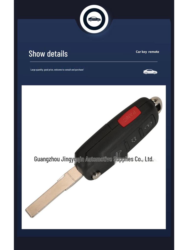 Replacement 3/4-Button Folding Remote Key Shell for Skoda, Volkswagen, Touareg, and Phaeton - Panic Button Included