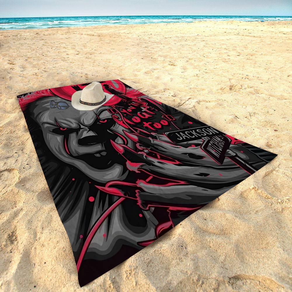 Horrorfilm I-It P-Pennywise Clown Strandtuch Für Kinder Badetuch Pooltuch Urlaubsgeschenk Picknicktuch Partygeschenk