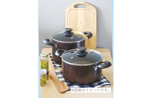 Pearl Metal 21cm Kochtopf mit Glasdeckel, Induktionsgeeignet, Fluorpolymer-Beschichtung, Braun, HC-644