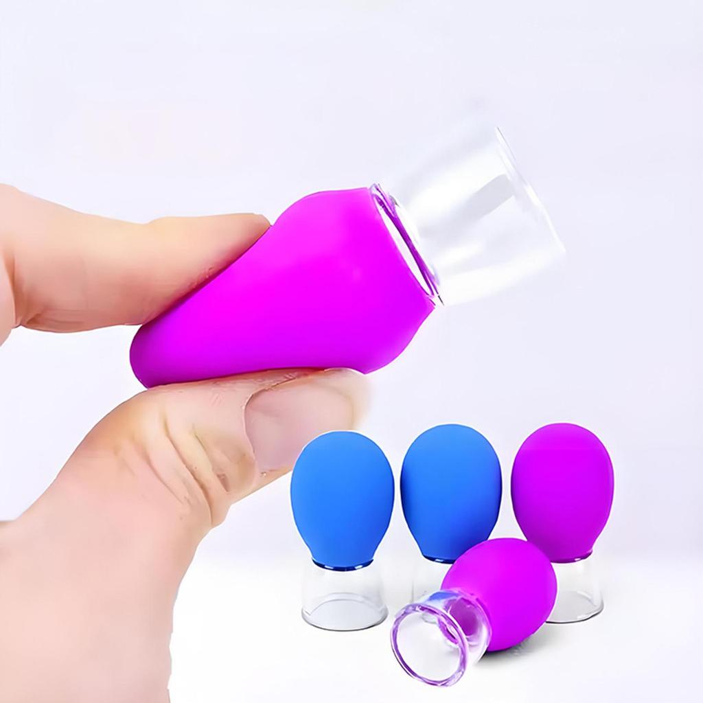 4Pcs Facial Cupping Set, Vacuum Suction Household Silicone Cups, Massage Cups for Arms Back