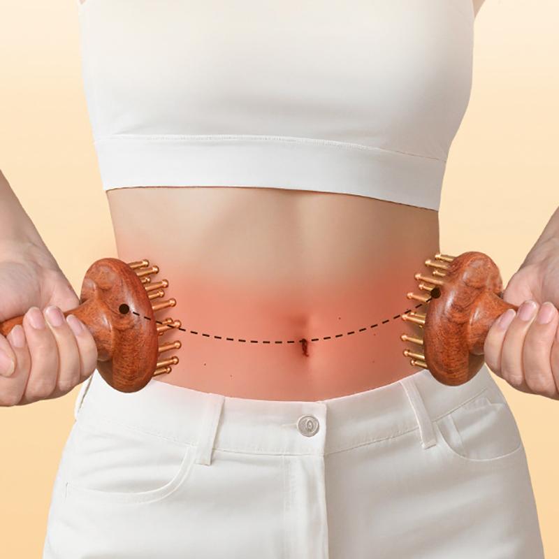 29-Tooth Solid Brass Meridian Brush Craftsmanship Wooden Handle Massager Brush Multipurpose Beauty & Body Shaping Massage Tool