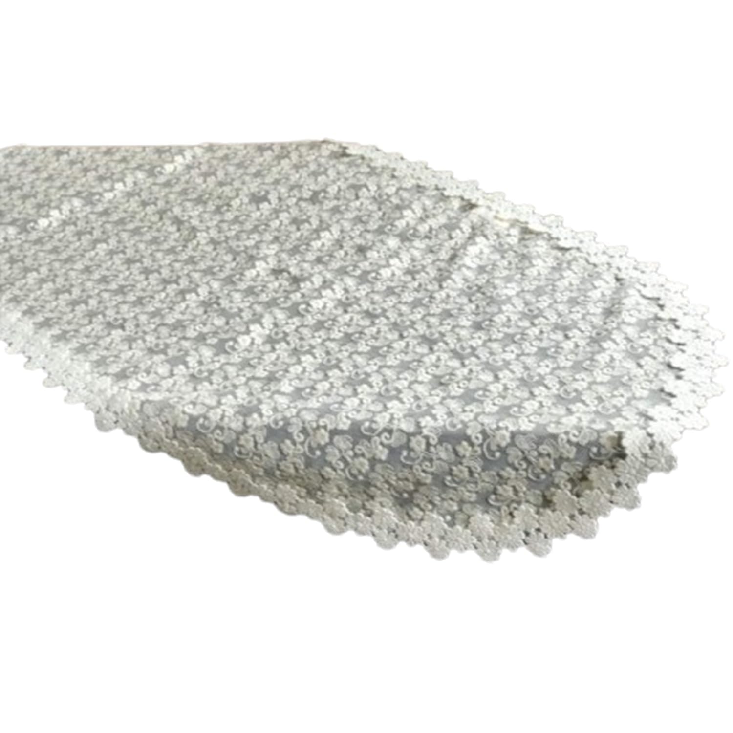 

Vivienne (Vivienne) [Table Center 40 x 135cm Ivory Oval] Cotton Tulle Series Lace Embroidered Table Runner Tablecloth WK1401L6