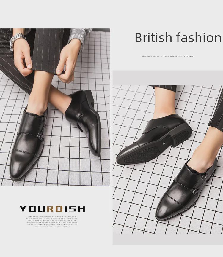Autumn Retro British Leather Monk Strap Shoes – Men's Formal and Business Casual Footwear