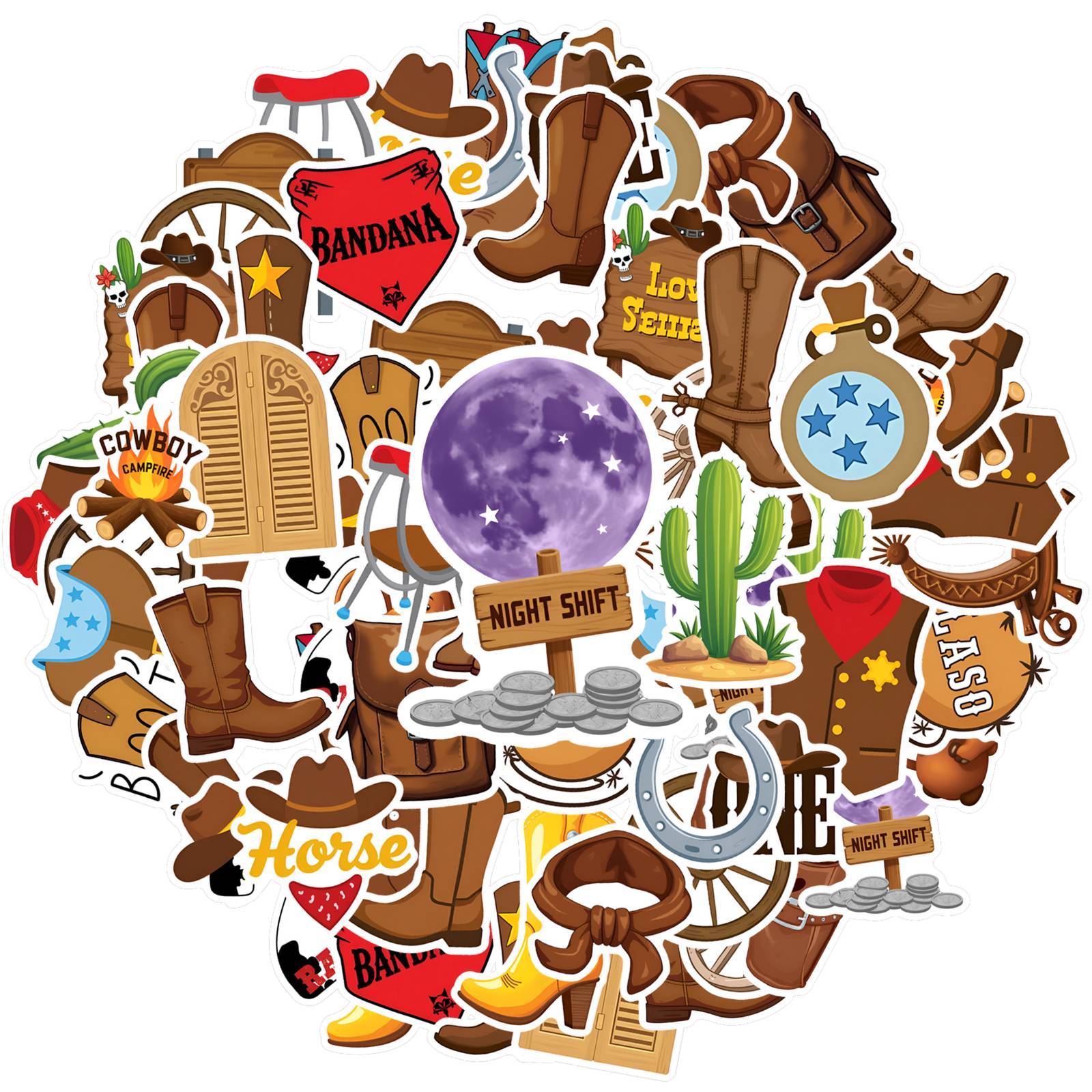 

35pcs-50pcs Whimsical Ranch Stickers Playful Adventure Ranch Stickers Stationery Stickers For DIY Phone Laptop Scrapbook Bike