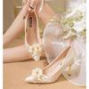 Champagne Wedding Shoes, Satin Wedding Shoes, Bridal Shoes, Single Shoes, High Heels, Wedding Dress Show, and Bridesmaid Shoes Are Not Tiring.