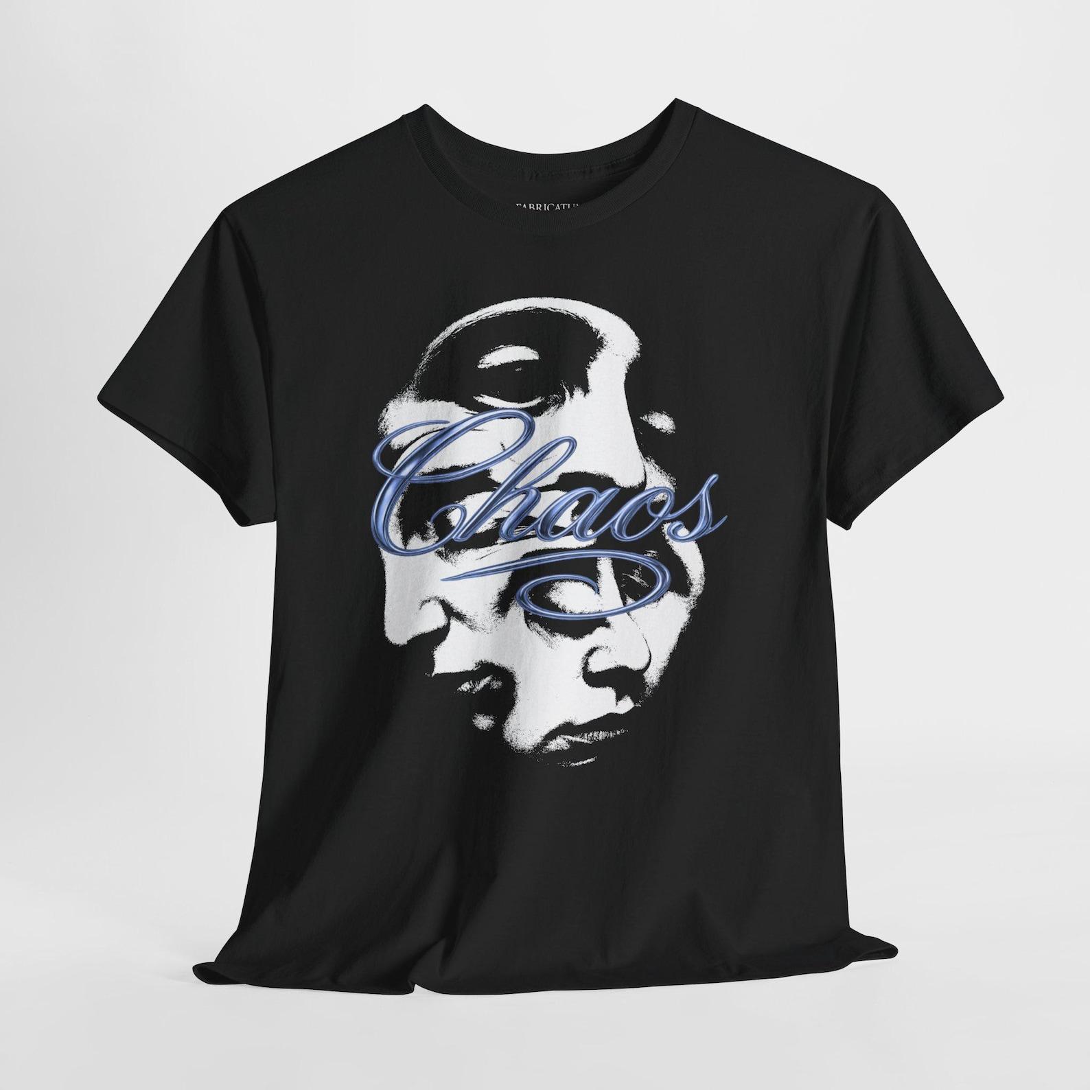 Chaos Skull Graphic Tee, Y2K Grunge Cyberpunk Streetwear T-Shirt XL
