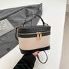 New high-end cylinder bucket bag splicing contrasting color messenger bag women's versatile shoulder bag