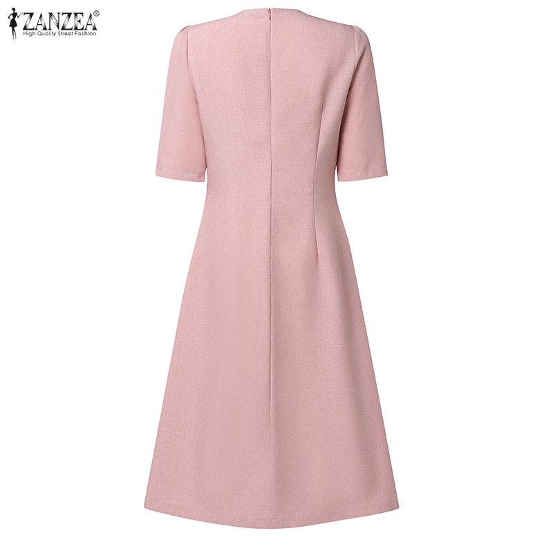 ZANZEA Women Casual Doll Collar Summer Short Sleeve Dress