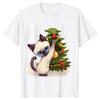 Christmas Cat T-Shirt for Men Xmas Cute Cat Lover Graphic Y2k Tops Short Sleeve Tees Funny Streetwear Tshirt Oversized Clothing