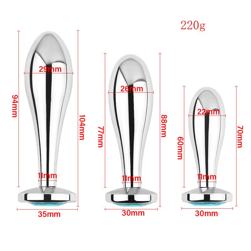 Metal Drop Anal Plug For Women Stainless Steel Three Sizes Jewel Base Butt Plug G-point Massage Adult Sex Toys Male/Famale Gay