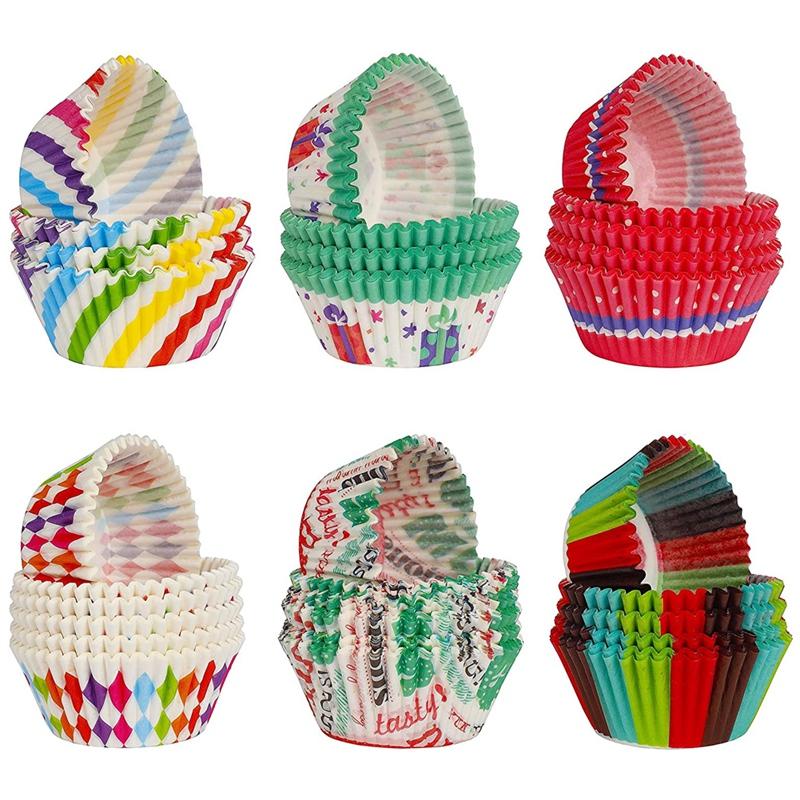 AD23-Cupcake Cases 600 Pieces Cake Paper Wrapper 6 Styles Baking Cup For Muffin Dessert Wedding Party Birthday