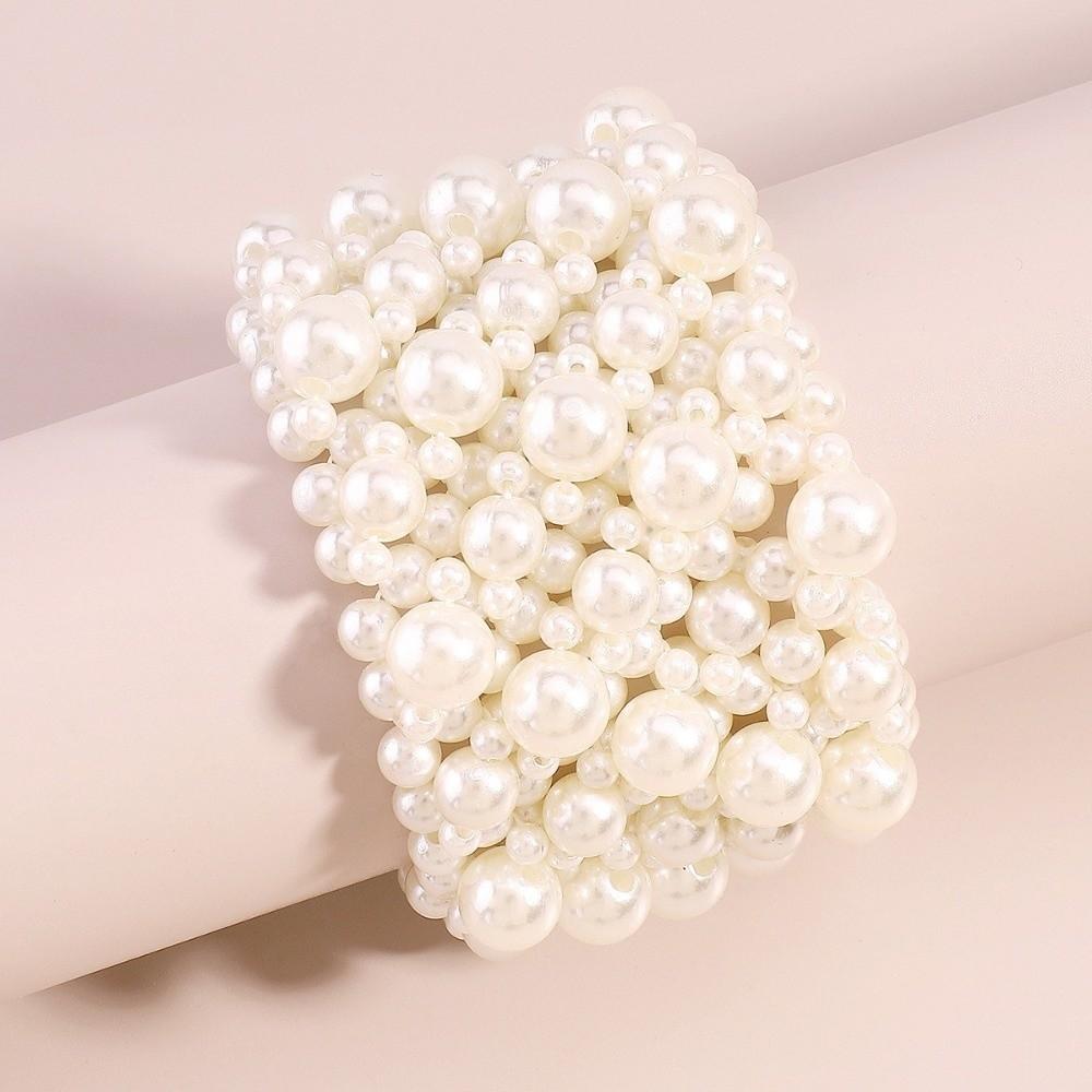 Baroque Pearls Bracelet Elastic Wide Bangle Minority Women Bracelet  Gift