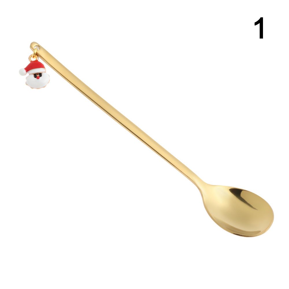 Kitchen Xmas Gifts Christmas Table Ornament Tableware Stainless Steel Coffee Spoon