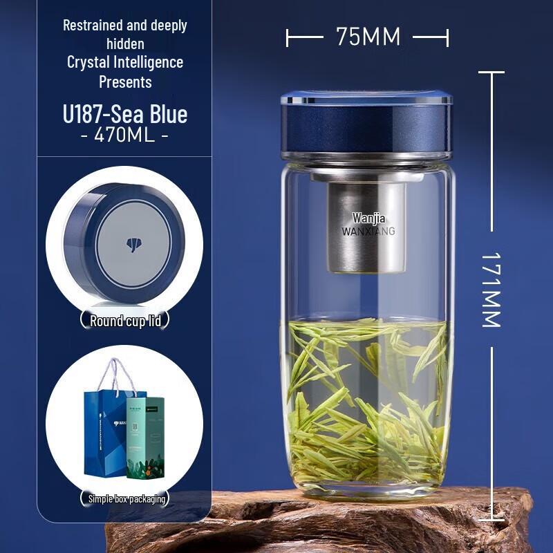 Business Portable Single-Layer Glass Water Bottle with Tea Infuser