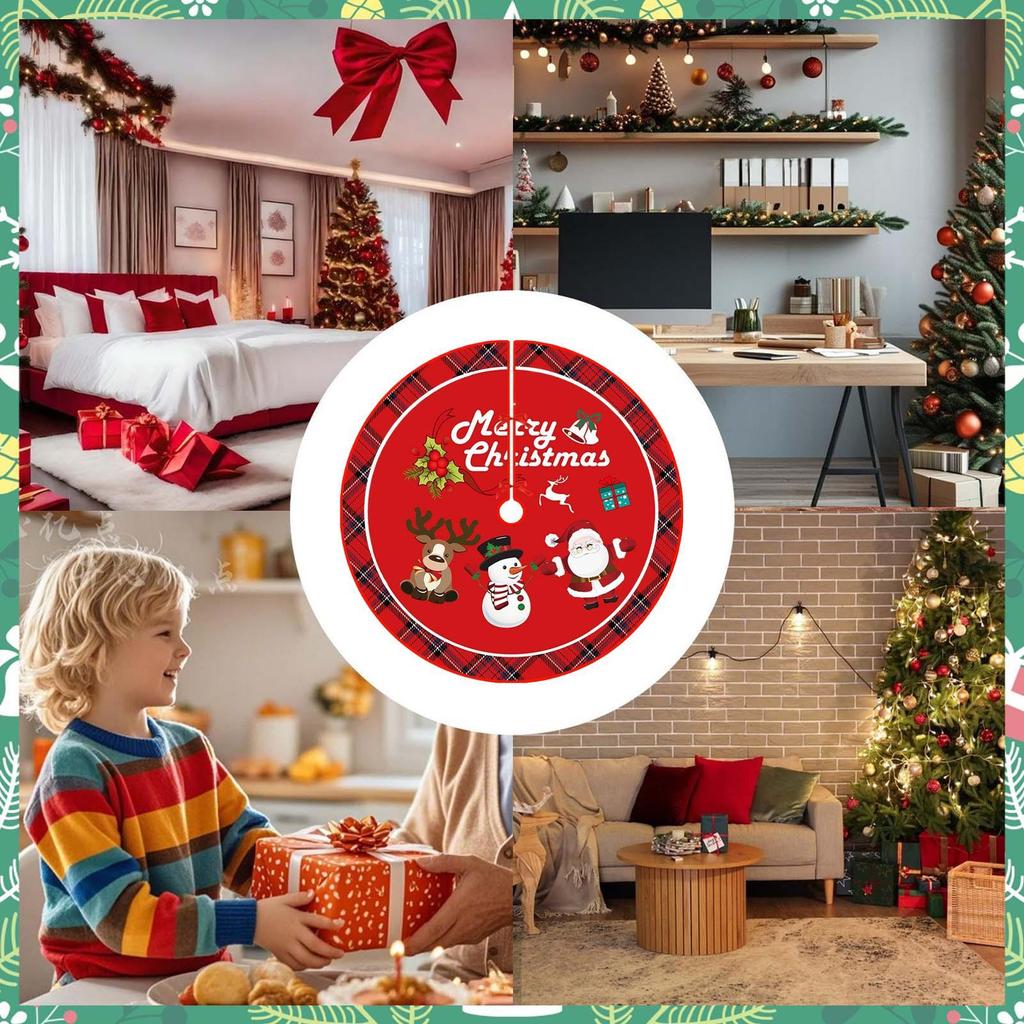 Christmas Tree Skirt 35inch Round Indoor Outdoor Winter Decor Christmas Tree Rug Base Cover For New Year Home Dorm Apartment