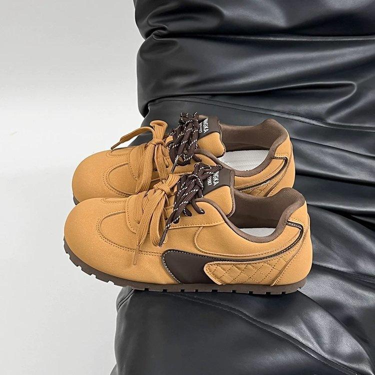 

New lightweight campus student moral training shoes autumn casual shoes soft-soled dopamine casual shoes tide 35 жёлтый